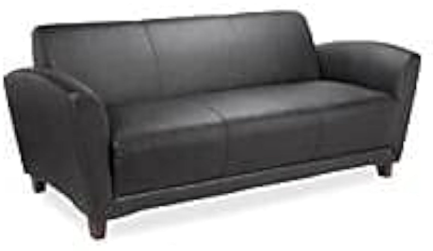 Lorell LLR68950 - Reception Collection Black Leather Sofa