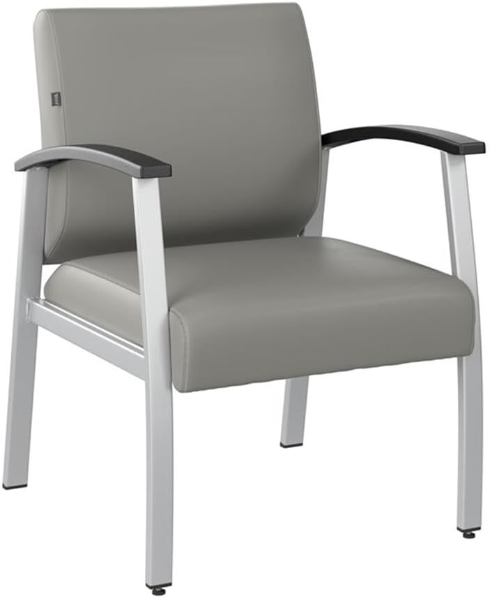 Bush Business Furniture Arrive Waiting Room Loveseat with Arms in Light Gray Vinyl, Reception Area Seating for Office and Lobby
