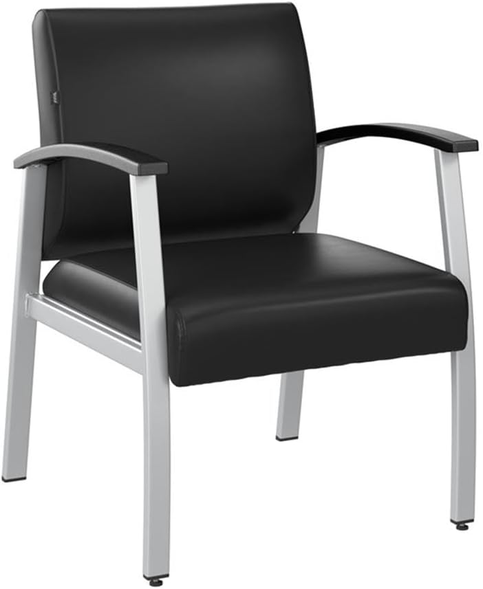 Bush Business Furniture Arrive Waiting Room Loveseat with Arms in Light Gray Vinyl, Reception Area Seating for Office and Lobby