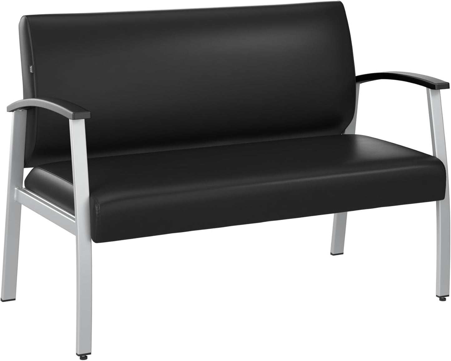 Bush Business Furniture Arrive Waiting Room Loveseat with Arms in Light Gray Vinyl, Reception Area Seating for Office and Lobby