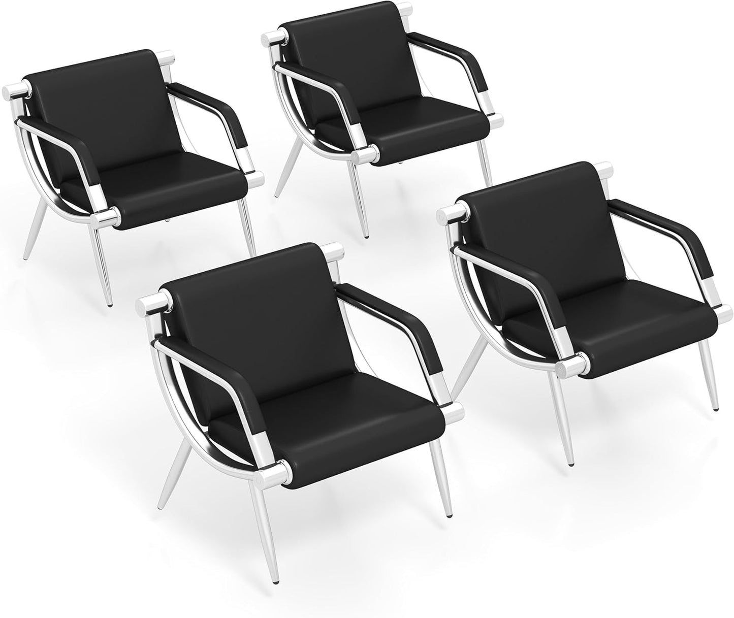 Kinsuite 3-Seat Office Reception Waiting Room Chairs - Guest & Reception Chairs for Salon Barber Bench Airport Bank Hall Visitor Guest Black PU Leather Office Sofa, Black