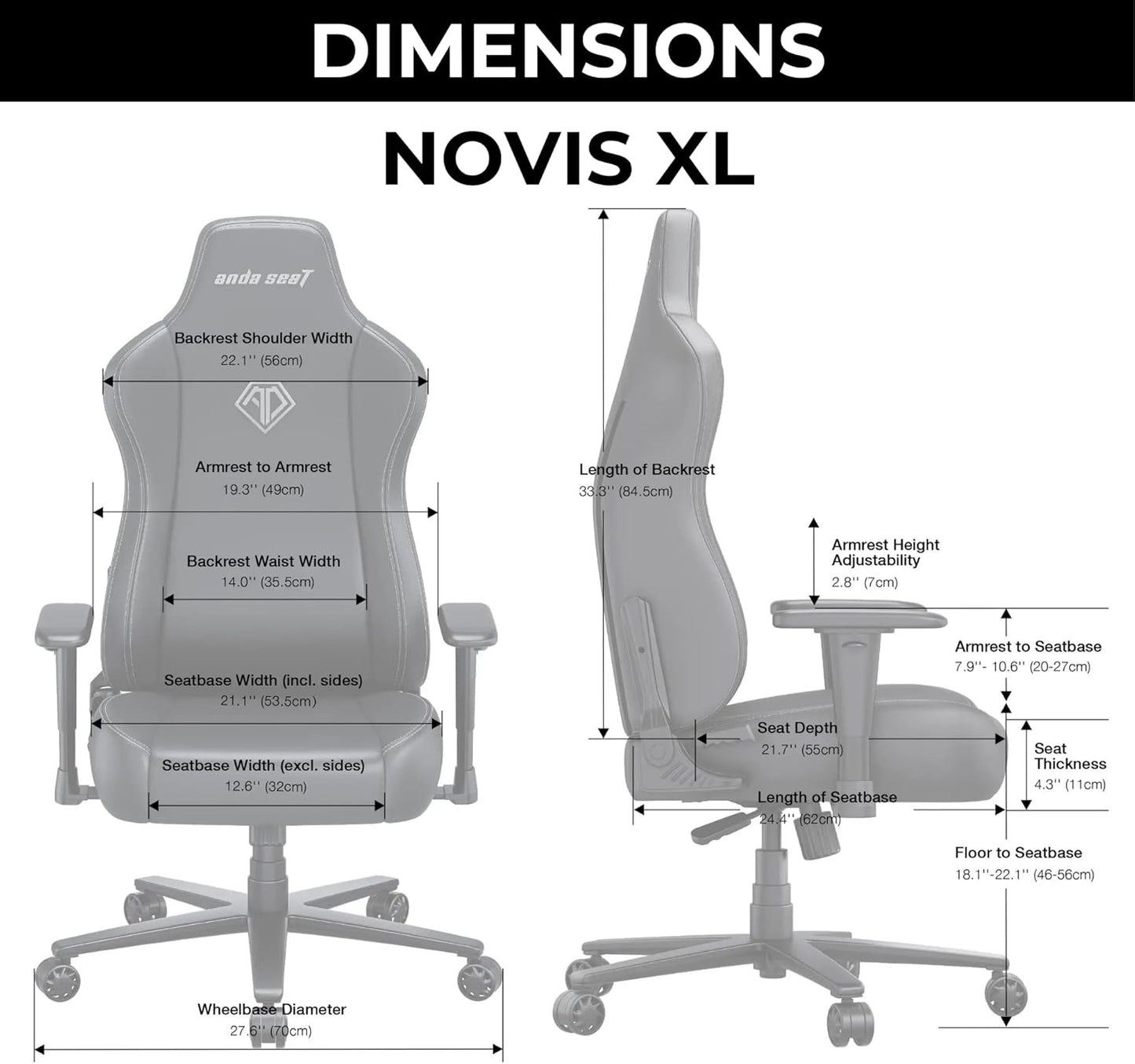 Anda Seat Novis Gaming Chair for Adults -XL Reclining Video Game Chairs, Linen Fabric Ergonomic Office Chair, Heavy Duty Back Lumbar Support - Gray Fabric Computer Chairs for Home & Work