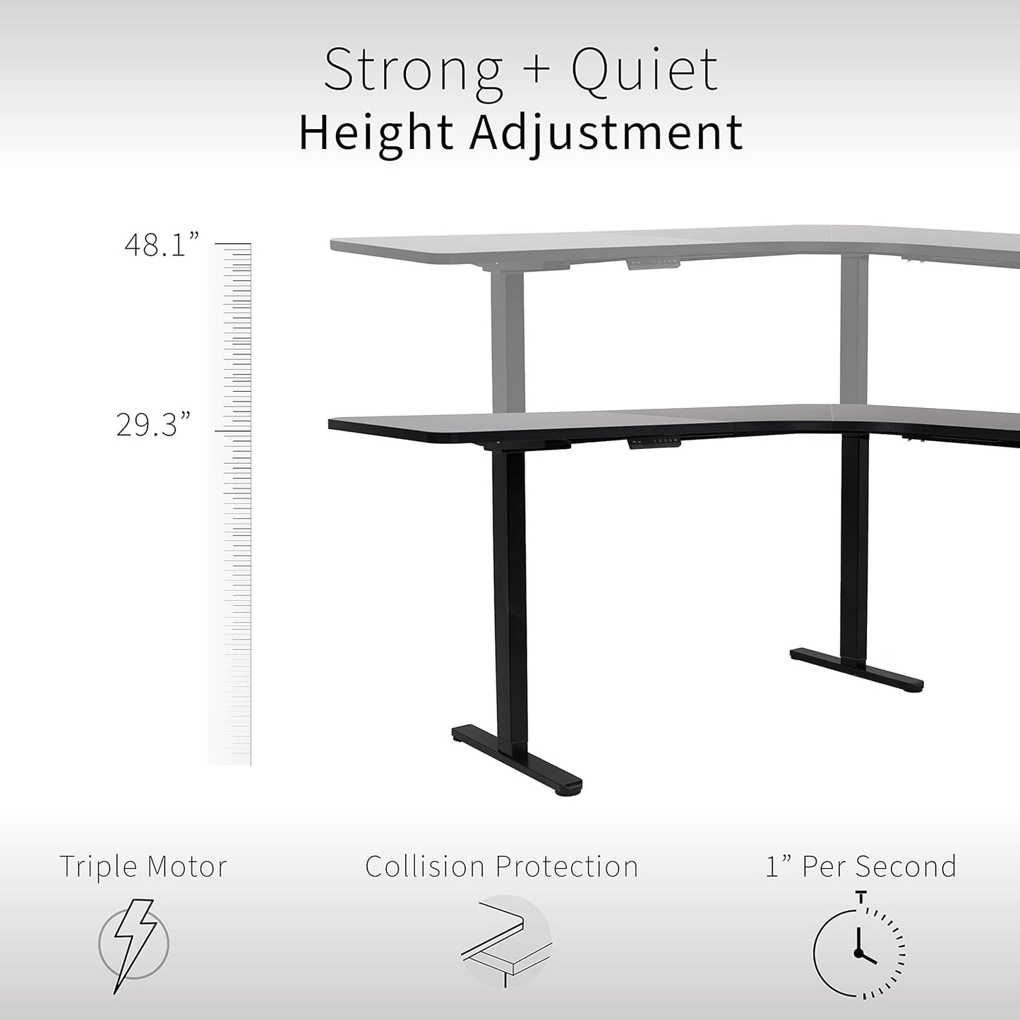 VIVO Electric Height Adjustable 71 x 71 inch Curved Corner Stand Up Desk, White Table Top, White Frame, Memory Controller, L-Shaped Workstation, E3C Series, DESK-KIT-E3CWW