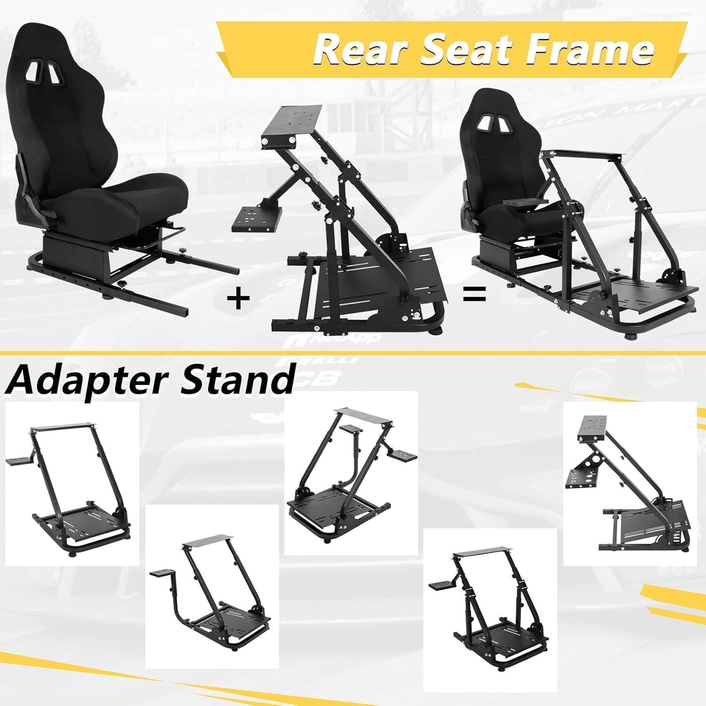 Marada Racing Simulator Cockpit Seat with Black Seat and Bolts Suitable Adjustable Portable Sim Gaming Frame Stand Real Driving & Flying Simulation Split Cockpit