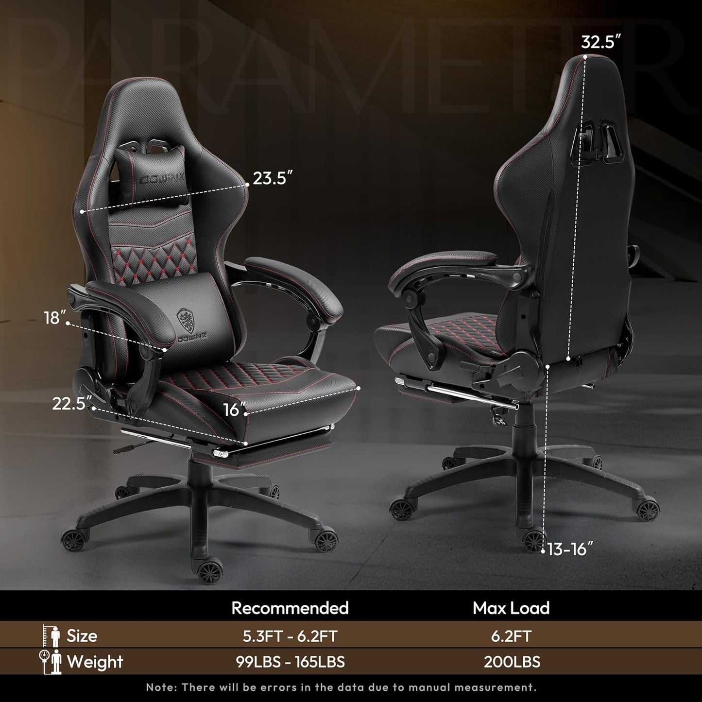 Dowinx Gaming Chair Big and Tall, Ergonomic Gamer Chair for Adults with Footrest, High Back Comfortable Computer Chair Massage Lumbar Support 350Lbs PU Leather for Office Game, Black
