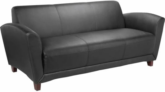 Lorell LLR68950 - Reception Collection Black Leather Sofa