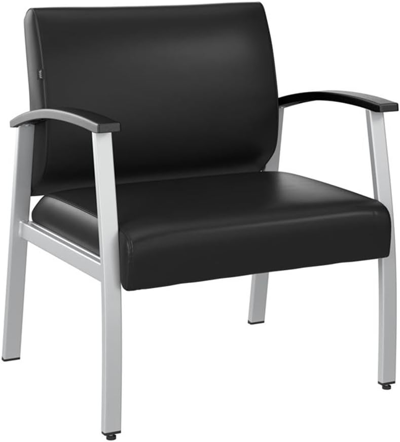 Bush Business Furniture Arrive Waiting Room Loveseat with Arms in Light Gray Vinyl, Reception Area Seating for Office and Lobby