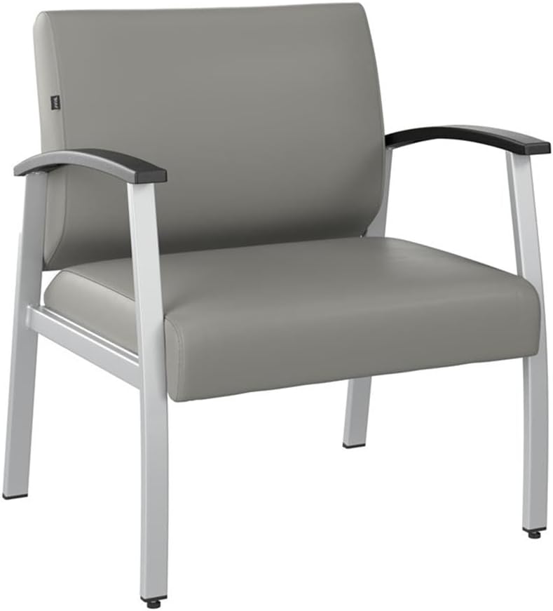 Bush Business Furniture Arrive Waiting Room Loveseat with Arms in Light Gray Vinyl, Reception Area Seating for Office and Lobby