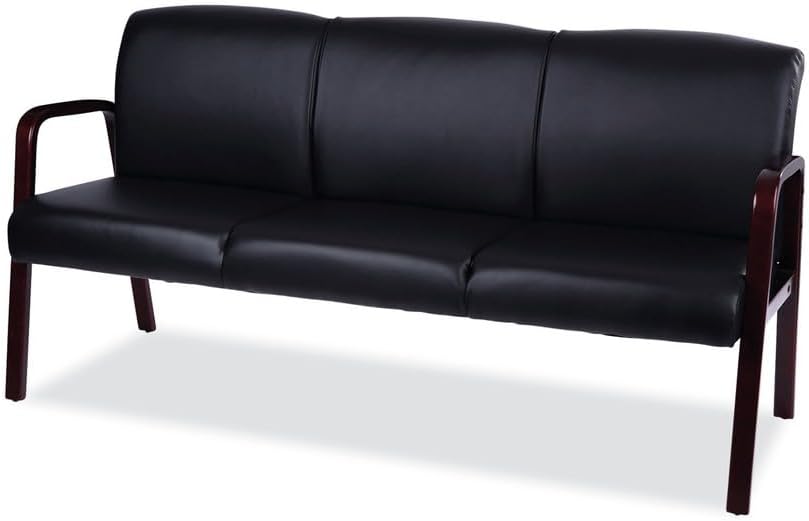 Alera Alera Reception Lounge WL 3-Seat Sofa, 65.75w x 26d.13 x 33h, Black/Mahogany