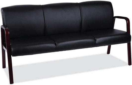 Alera Alera Reception Lounge WL 3-Seat Sofa, 65.75w x 26d.13 x 33h, Black/Mahogany
