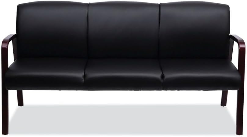 Alera Alera Reception Lounge WL 3-Seat Sofa, 65.75w x 26d.13 x 33h, Black/Mahogany