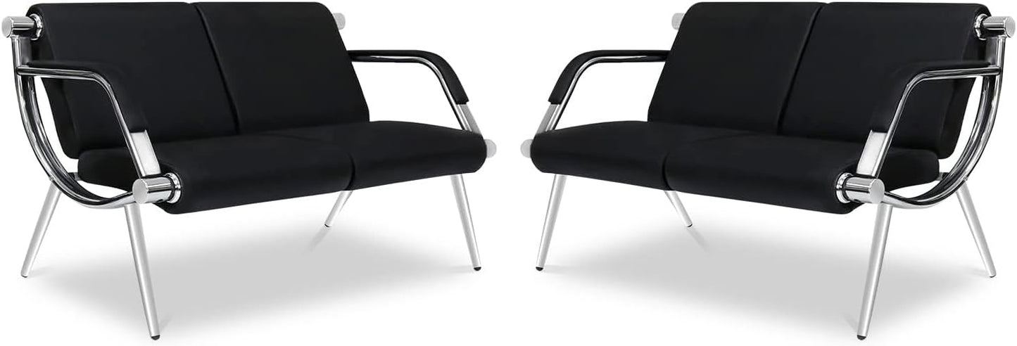 Kinfant Waiting Room Chairs Sofa Furniture - 5-Seat Office Guest Reception Chair with Armrest for Waiting Room Airport Hospital Bank (Black - PU)