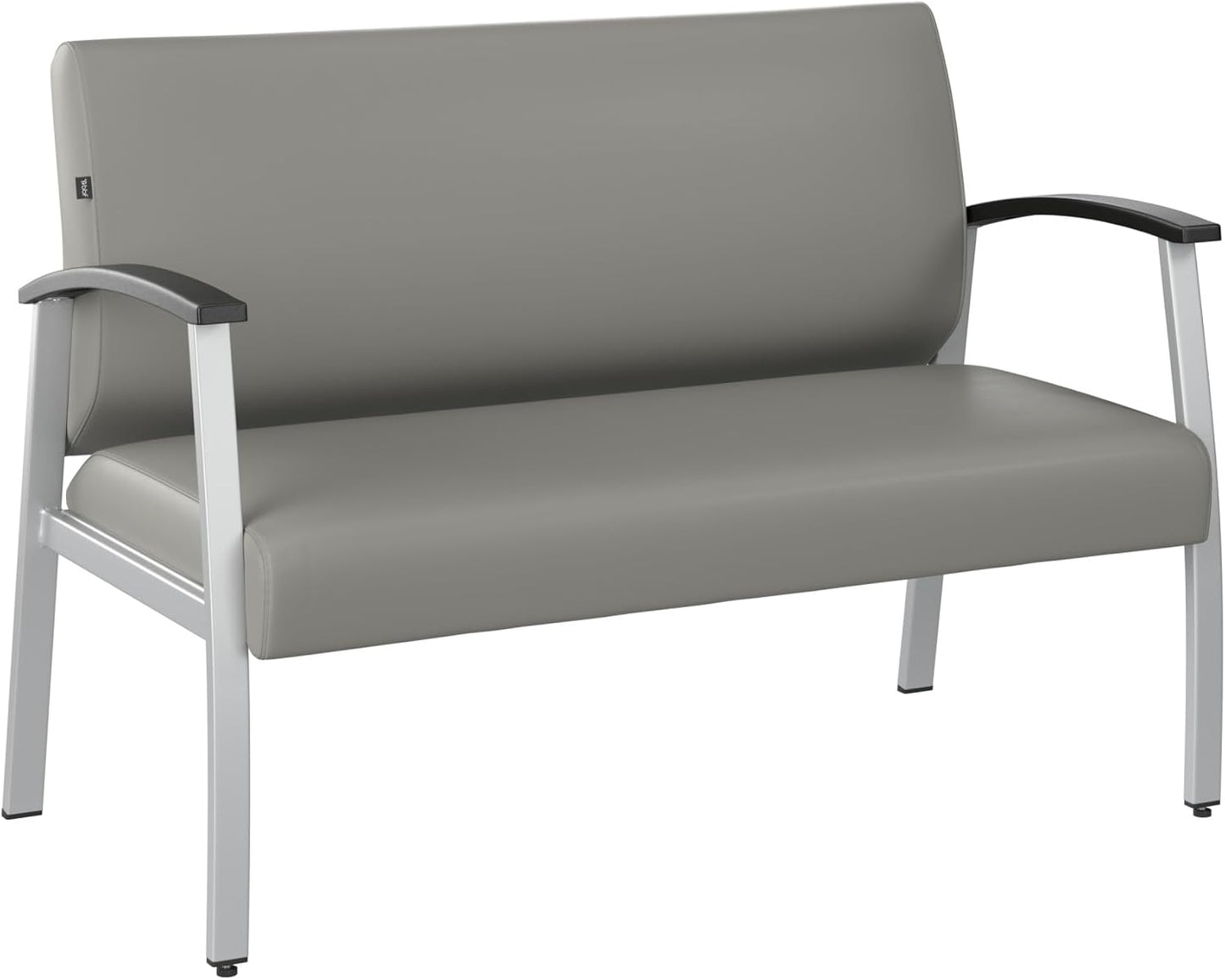 Bush Business Furniture Arrive Waiting Room Loveseat with Arms in Light Gray Vinyl, Reception Area Seating for Office and Lobby
