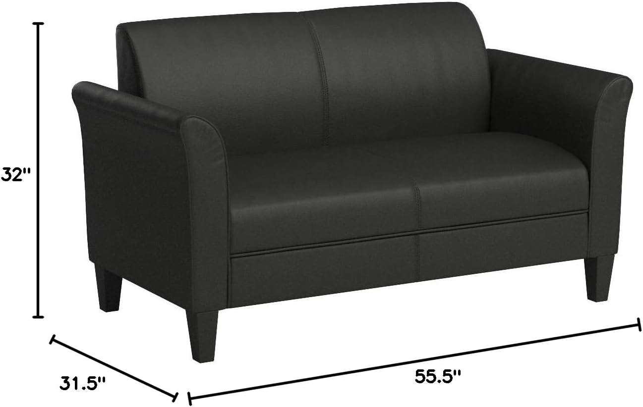 Alera ALE Reception Lounge Furniture, Loveseat, 55-1/2w x 31-1/2d x 32h, Black