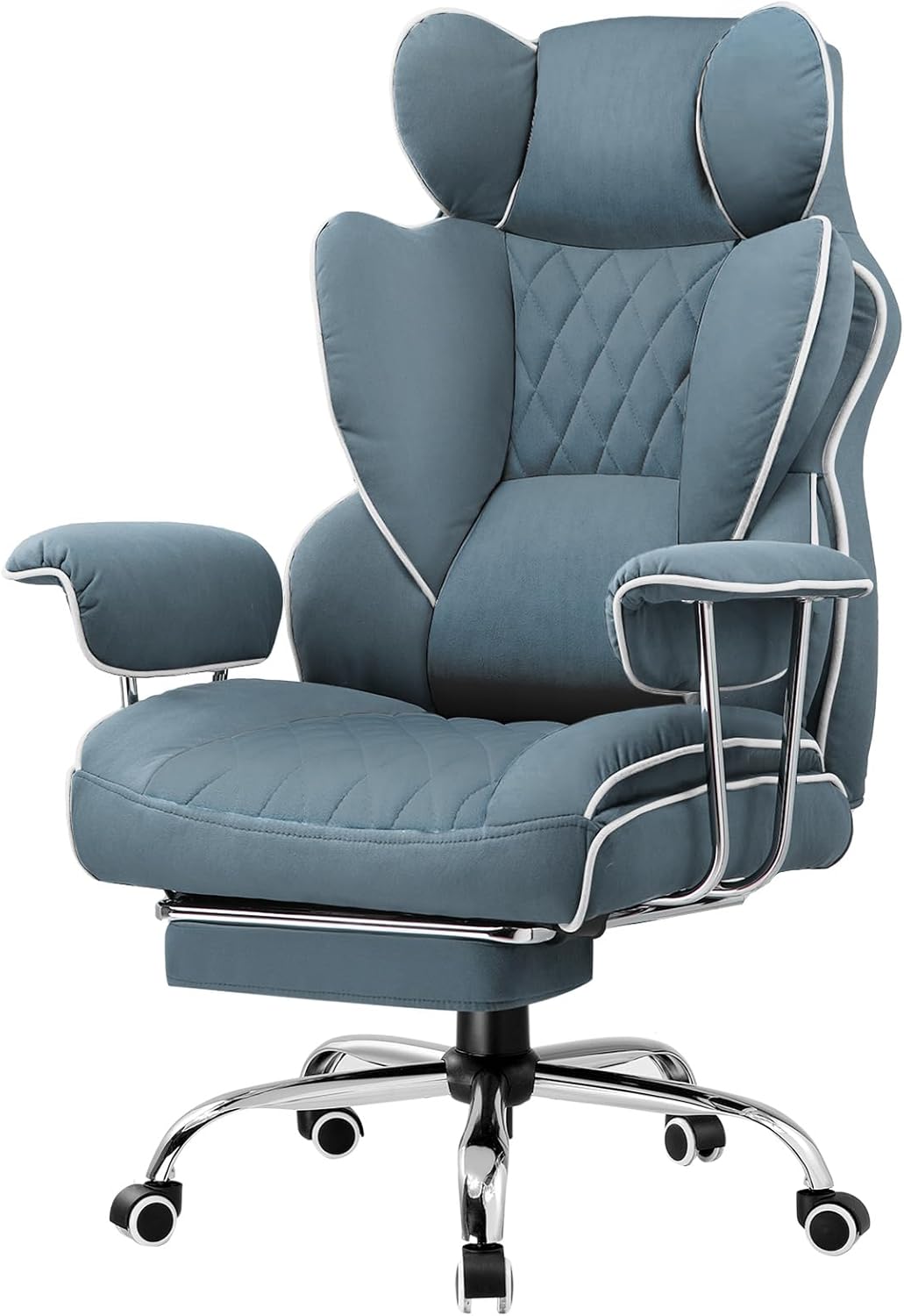 GTRACING Gaming Chair,Office Chair with Pocket Spring Lumbar Support, Ergonomic Comfortable Wide Office Desk Computer Chair with Outward Fixed Soft Armrests and Footrest (Fabric, Black & Gray)