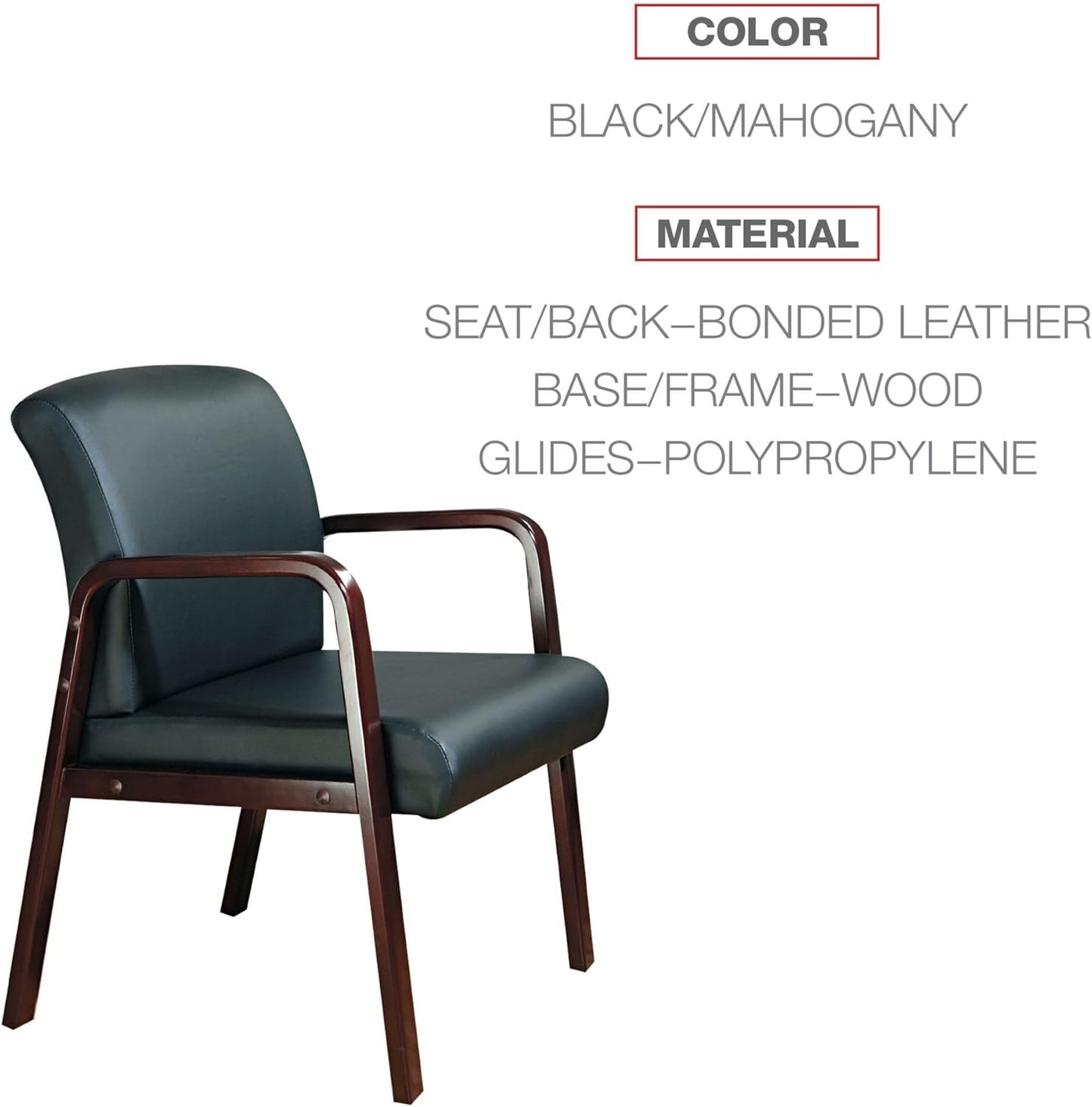 Alera Reception Lounge Series Wood Loveseat, 44.88w X 26.13d X 33h, Black/Mahogany