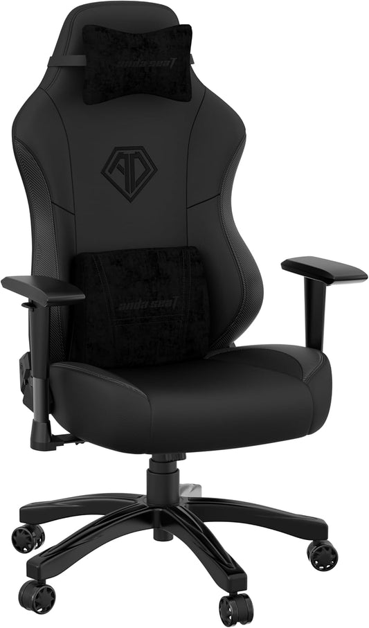 Anda Seat Phantom 3 PVC Leather Gaming Chairs for Adults - Large Wide Seat Gamer Chair with Lumbar Support, Comfortable Premium Video Game Seats with Headrest - Black Gaming Seat with Cushion