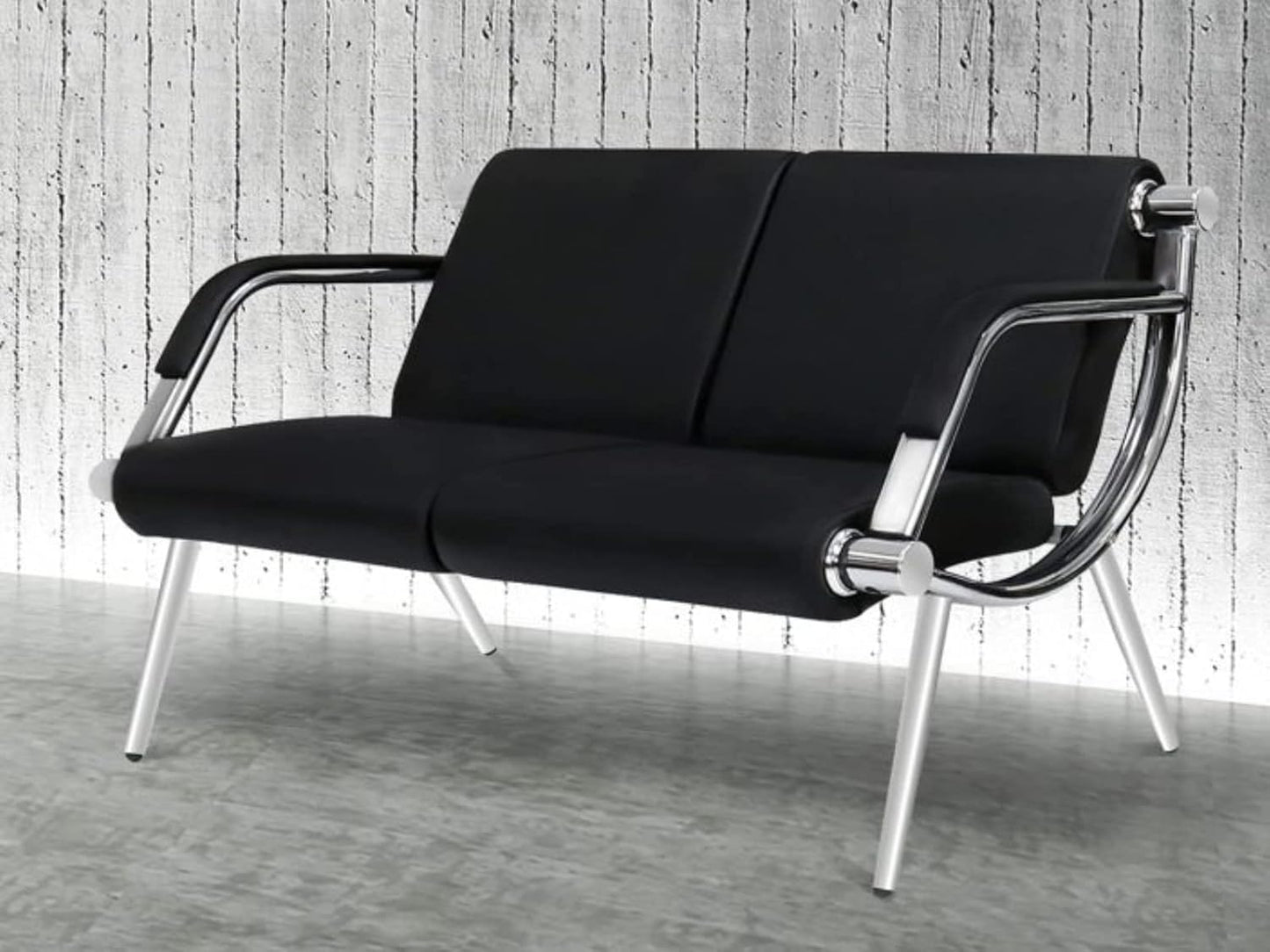 Kinfant Waiting Room Chairs Sofa Furniture - 5-Seat Office Guest Reception Chair with Armrest for Waiting Room Airport Hospital Bank (Black - PU)