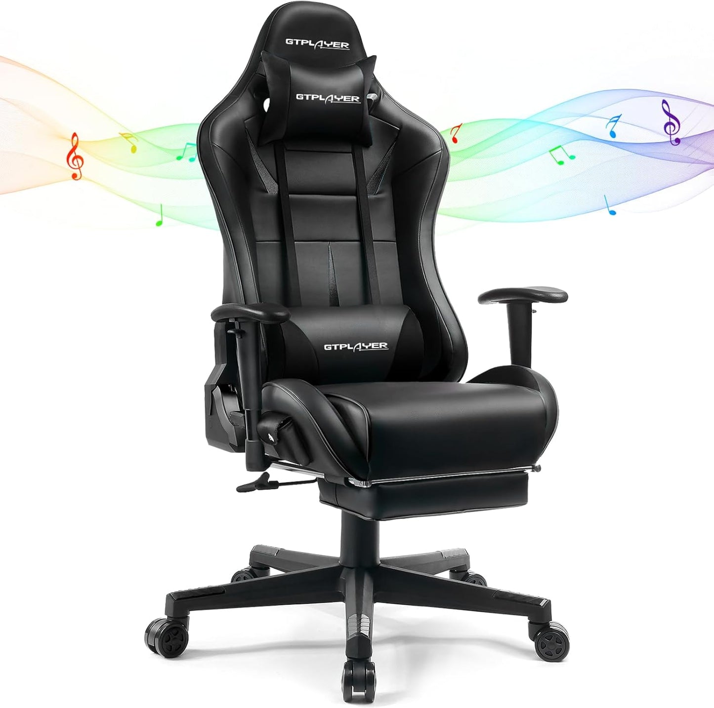GTPLAYER Gaming Chair with Speakers, Video Game Chairs with Footrest, PC Gamer Chairs for Adults - Padded High Back Ergonomic Reclining Silla Gamer, Linkage Armrest, Ace Pro, Pink (Velvet)