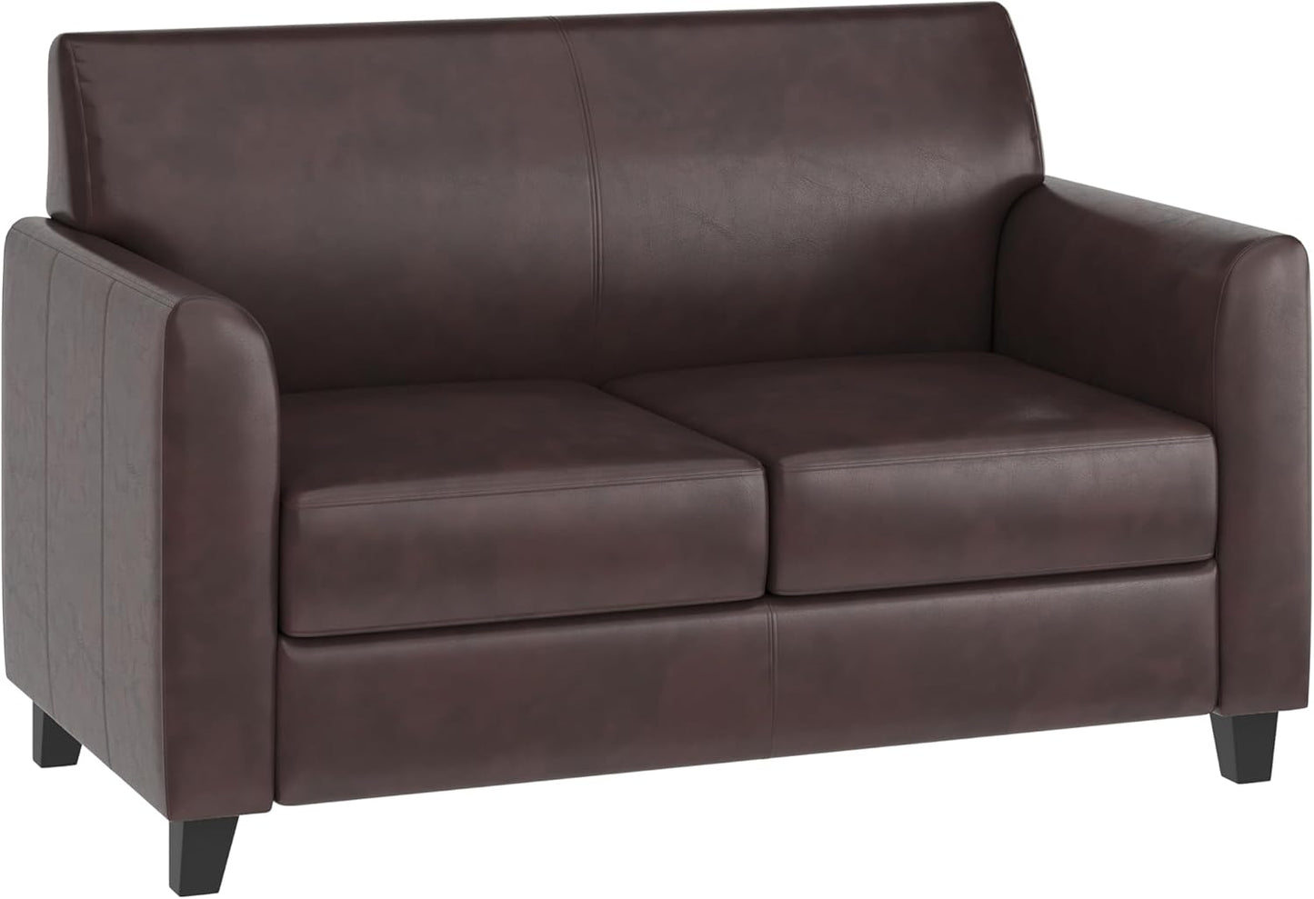 Flash Furniture Hercules Diplomat Series LeatherSoft Upholstered Loveseat, Modern Small Sofa for Living Room or Office, Black