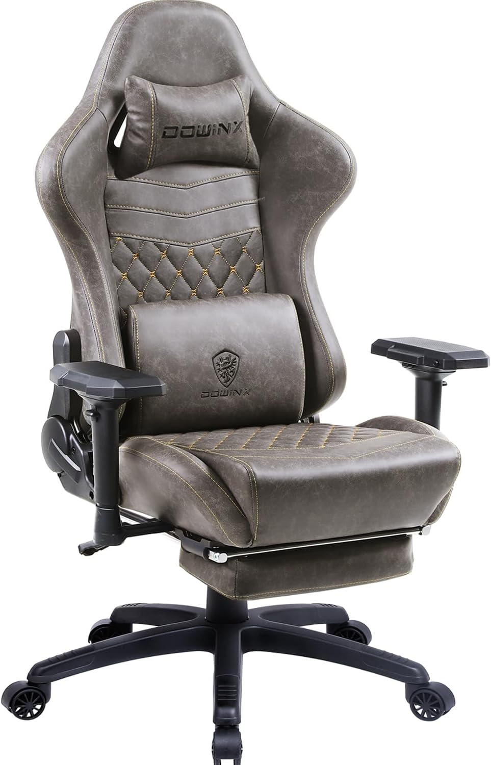Dowinx Gaming Chair Big and Tall, Ergonomic Gamer Chair for Adults with Footrest, High Back Comfortable Computer Chair Massage Lumbar Support 350Lbs PU Leather for Office Game, Black