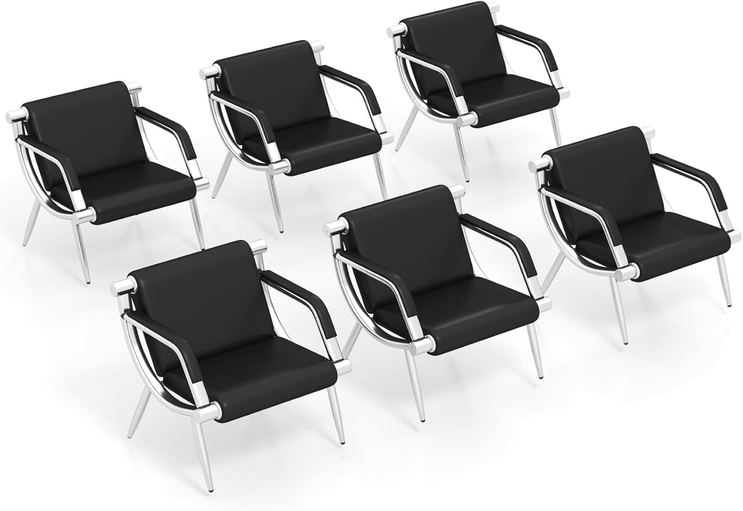 Kinsuite 3-Seat Office Reception Waiting Room Chairs - Guest & Reception Chairs for Salon Barber Bench Airport Bank Hall Visitor Guest Black PU Leather Office Sofa, Black