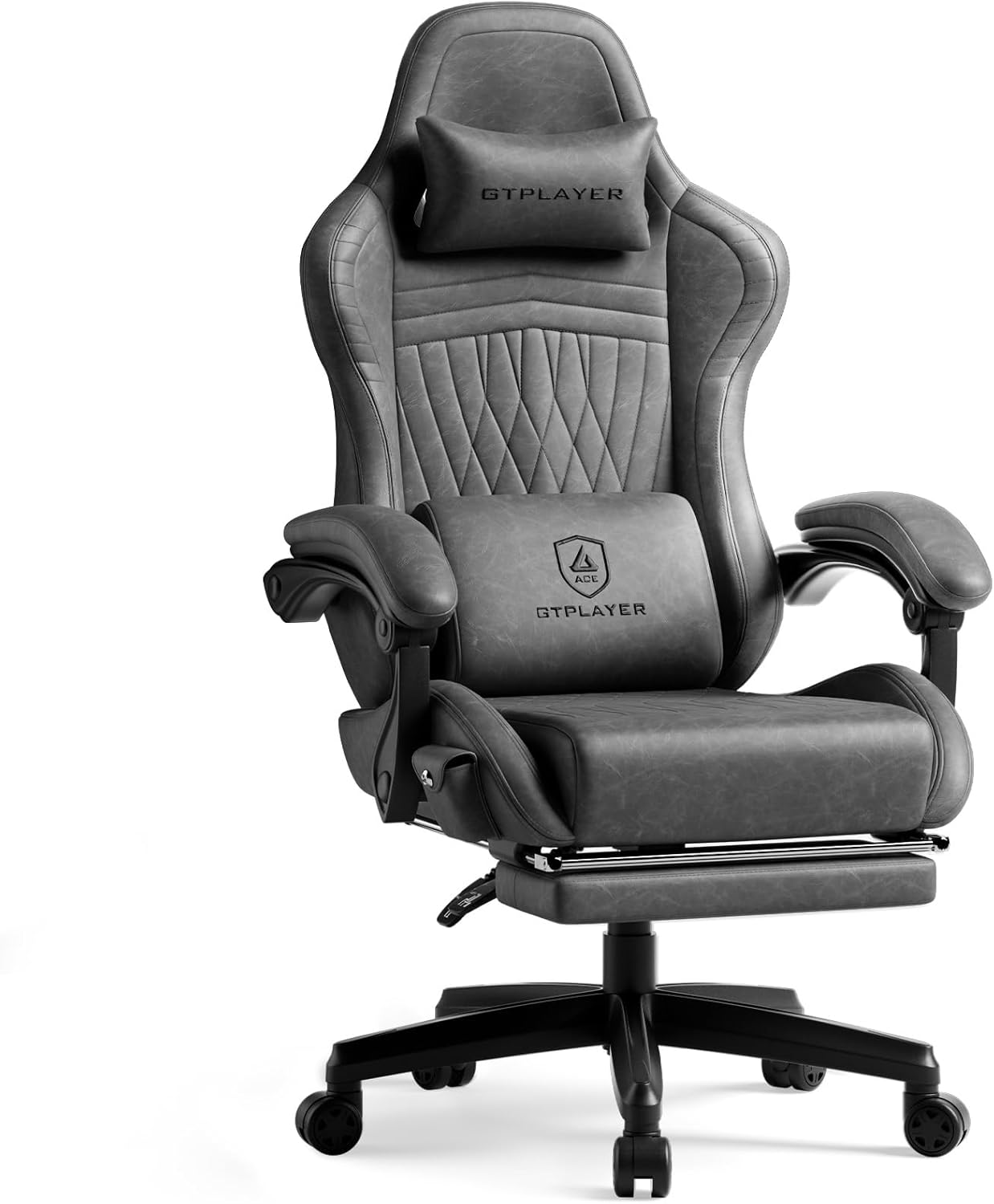 GTPLAYER Gaming Chair with Speakers, Video Game Chairs with Footrest, PC Gamer Chairs for Adults - Padded High Back Ergonomic Reclining Silla Gamer, Linkage Armrest, Ace Pro, Pink (Velvet)