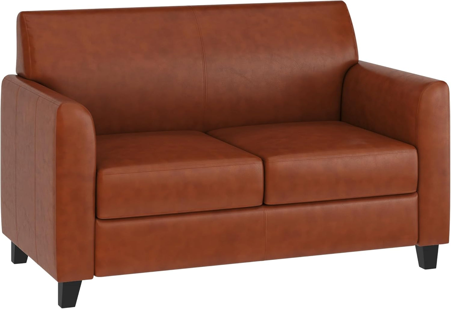 Flash Furniture Hercules Diplomat Series LeatherSoft Upholstered Loveseat, Modern Small Sofa for Living Room or Office, Black