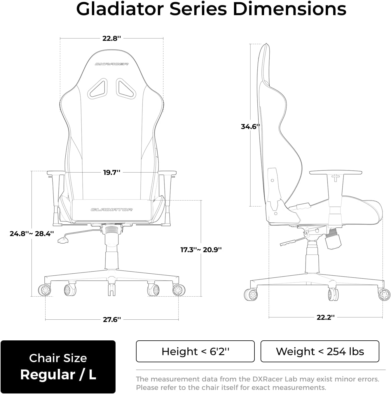 DXRacer Gladiator Series L Gaming Chair - Reclining, Ergonomic & Comfortable Computer Chair with 3D Armrest, Wide Seat Base & Headrest Pillow Faux Leather Black & Red