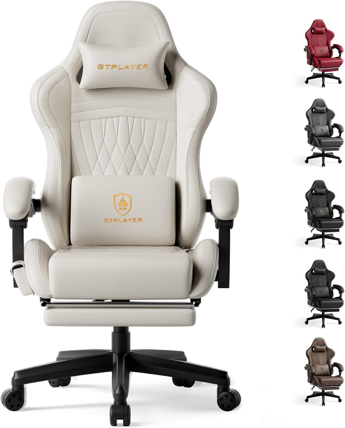 GTPLAYER Gaming Chair with Speakers, Video Game Chairs with Footrest, PC Gamer Chairs for Adults - Padded High Back Ergonomic Reclining Silla Gamer, Linkage Armrest, Ace Pro, Pink (Velvet)