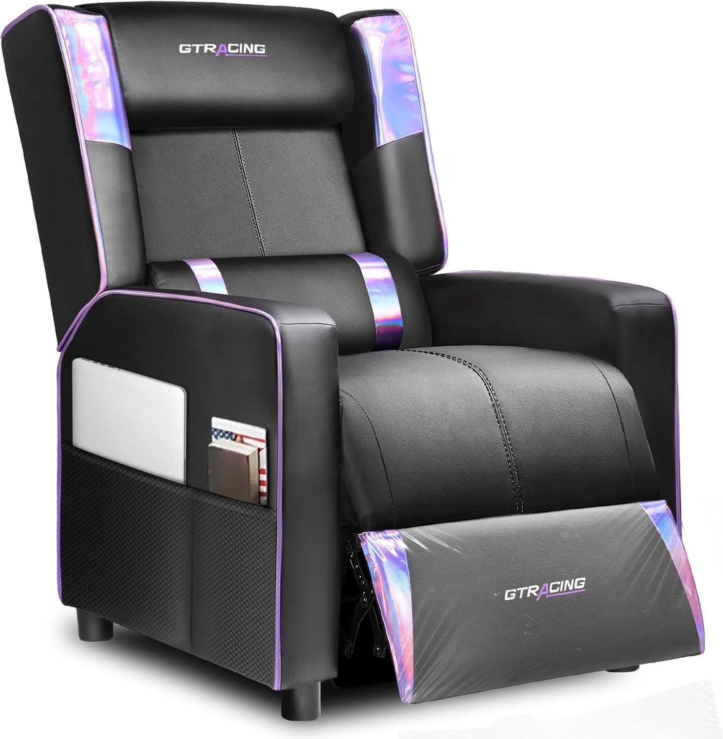 GTRACING Gaming Recliner Chair for Living Room Racing Style Single PU Leather Gaming Sofa for Adults Modern Game Recliners Ergonomic Comfortable Home Theater Seating, Blue