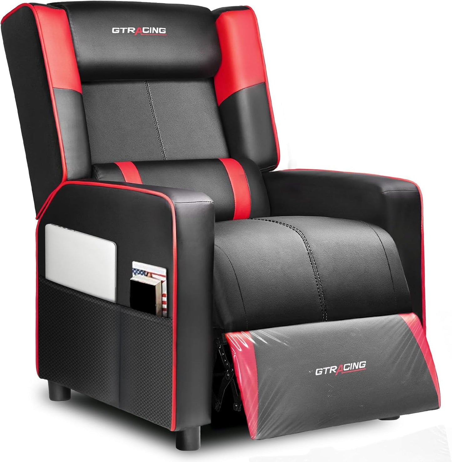 GTRACING Gaming Recliner Chair for Living Room Racing Style Single PU Leather Gaming Sofa for Adults Modern Game Recliners Ergonomic Comfortable Home Theater Seating, Blue