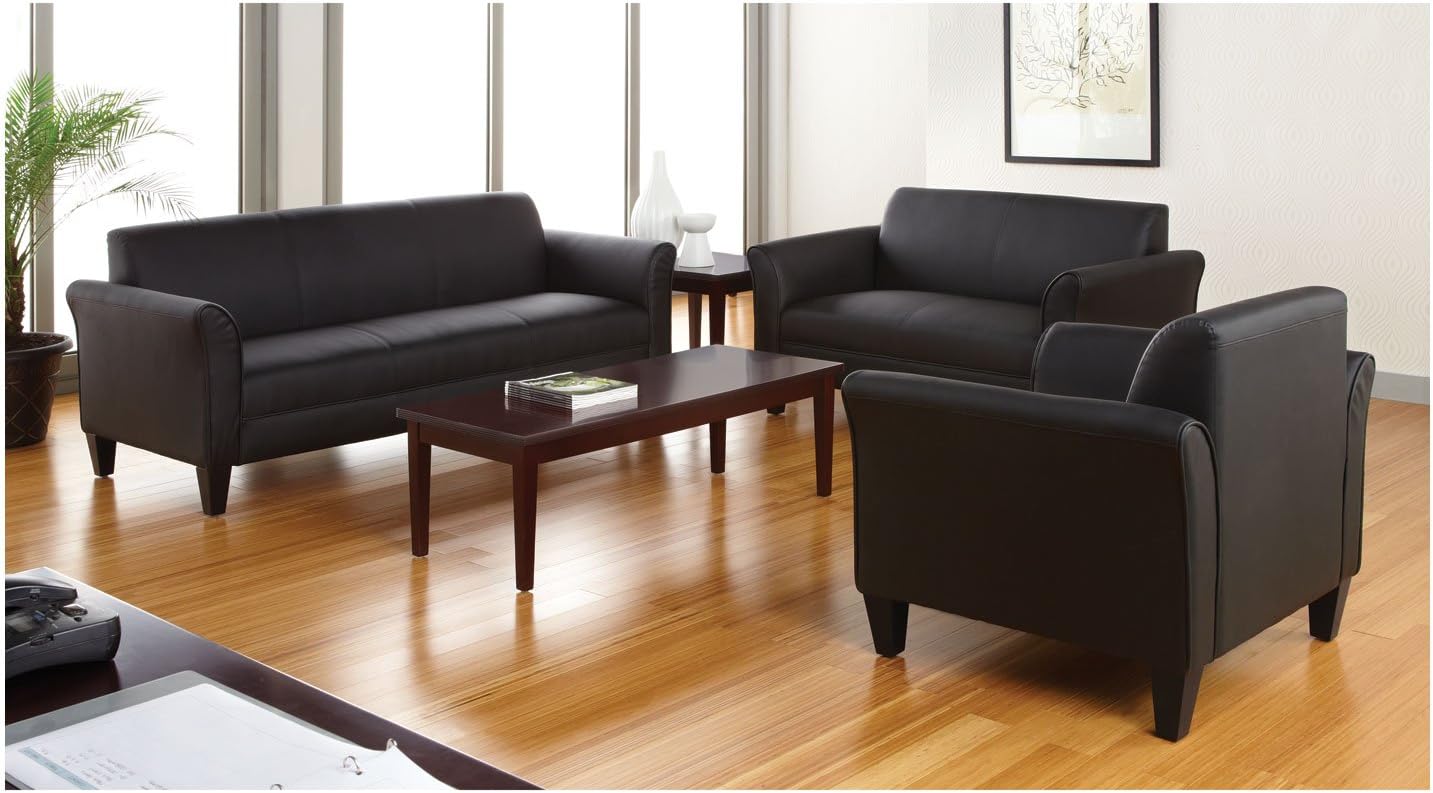 Alera ALE Reception Lounge Furniture, Loveseat, 55-1/2w x 31-1/2d x 32h, Black