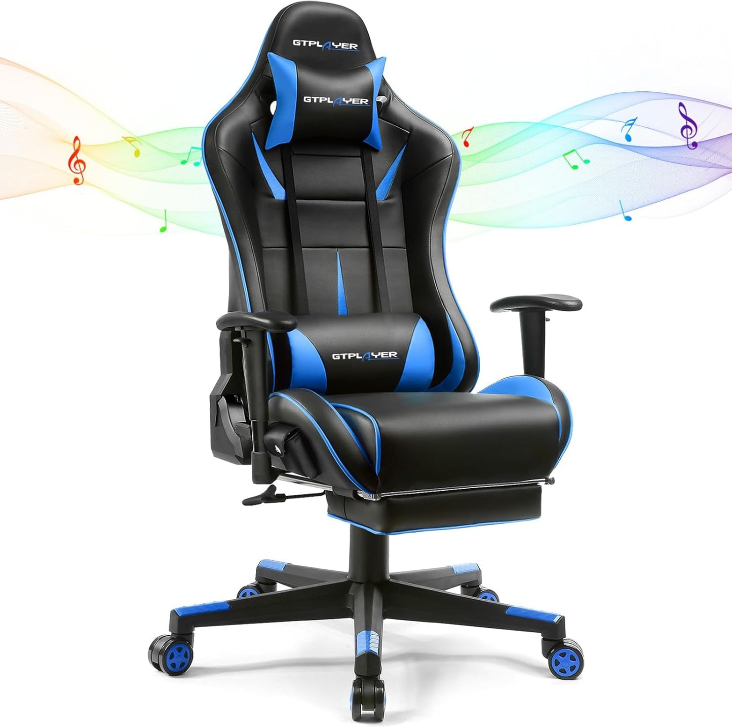 GTPLAYER Gaming Chair with Speakers, Video Game Chairs with Footrest, PC Gamer Chairs for Adults - Padded High Back Ergonomic Reclining Silla Gamer, Linkage Armrest, Ace Pro, Pink (Velvet)
