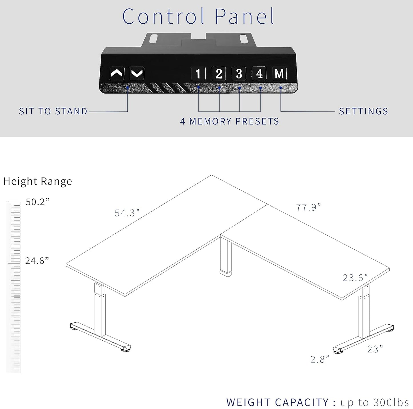VIVO Electric 78 x 55 inch Square Corner Memory L Shaped Stand Up Desk, White Table Top, White Frame, Corner Height Adjustable Workstation, 3E-S Series, DESK-KIT-3E5SW