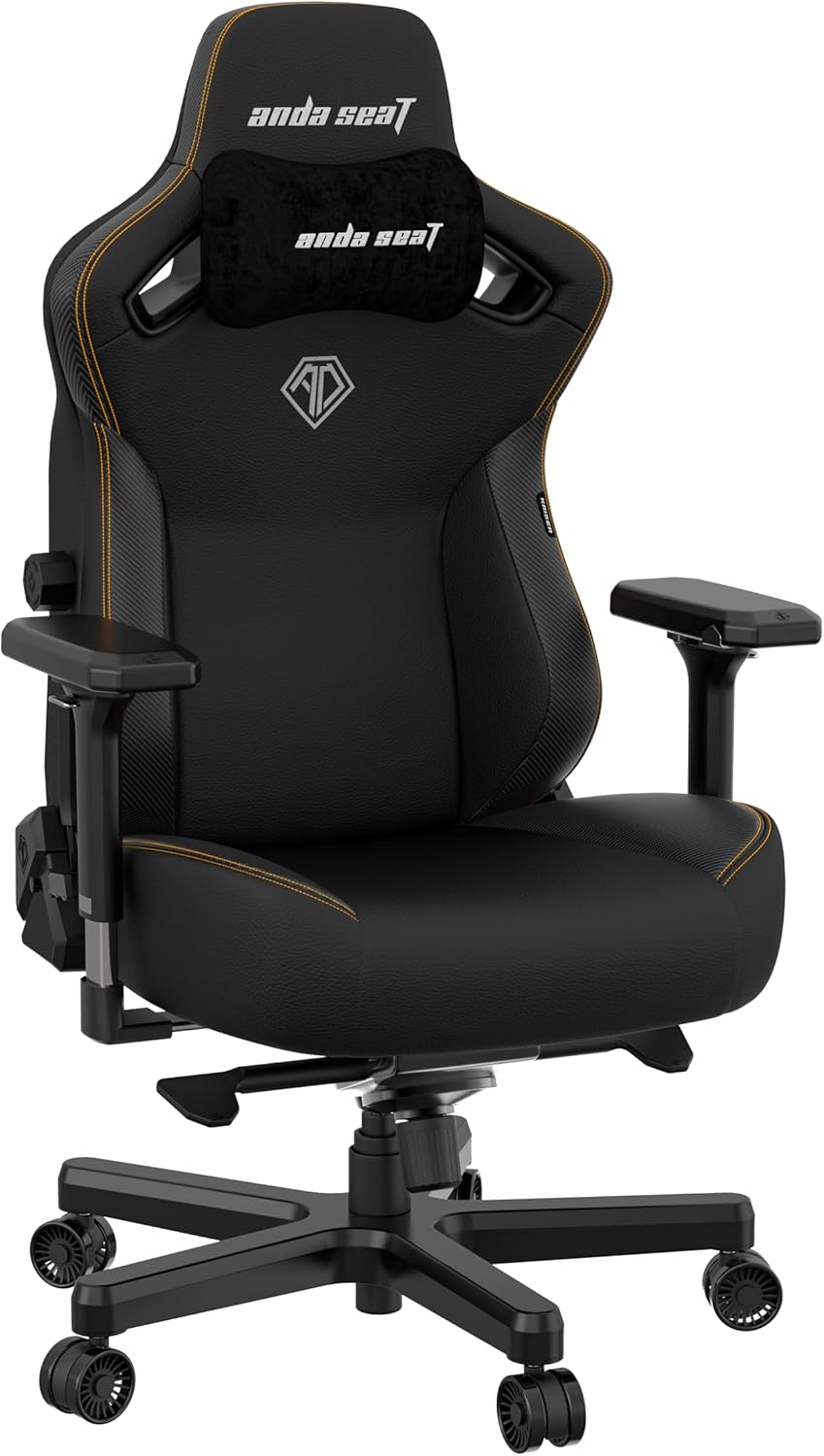 Anda Seat Kaiser 3 XL Gaming Chairs for Adults - Ergonomic Black PVC Leather Gaming Chair with Lumbar Support, Comfortable Office Seat with Neck Support - Heavy Duty Wide Gamer Seat