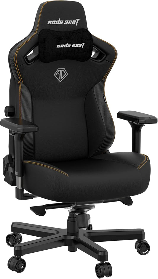 Anda Seat Kaiser 3 XL Gaming Chairs for Adults - Ergonomic Black PVC Leather Gaming Chair with Lumbar Support, Comfortable Office Seat with Neck Support - Heavy Duty Wide Gamer Seat