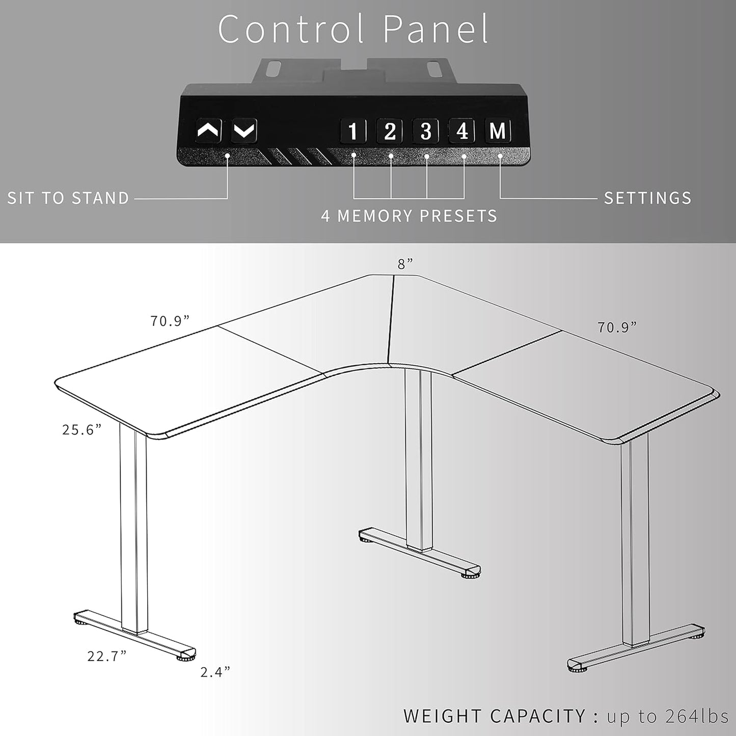 VIVO Electric Height Adjustable 71 x 71 inch Curved Corner Stand Up Desk, White Table Top, White Frame, Memory Controller, L-Shaped Workstation, E3C Series, DESK-KIT-E3CWW