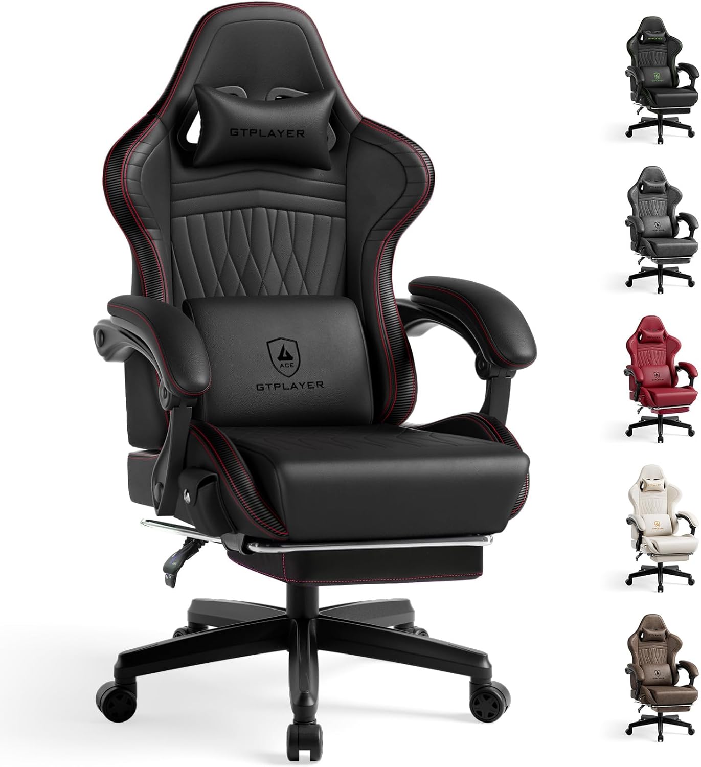 GTPLAYER Gaming Chair with Speakers, Video Game Chairs with Footrest, PC Gamer Chairs for Adults - Padded High Back Ergonomic Reclining Silla Gamer, Linkage Armrest, Ace Pro, Pink (Velvet)