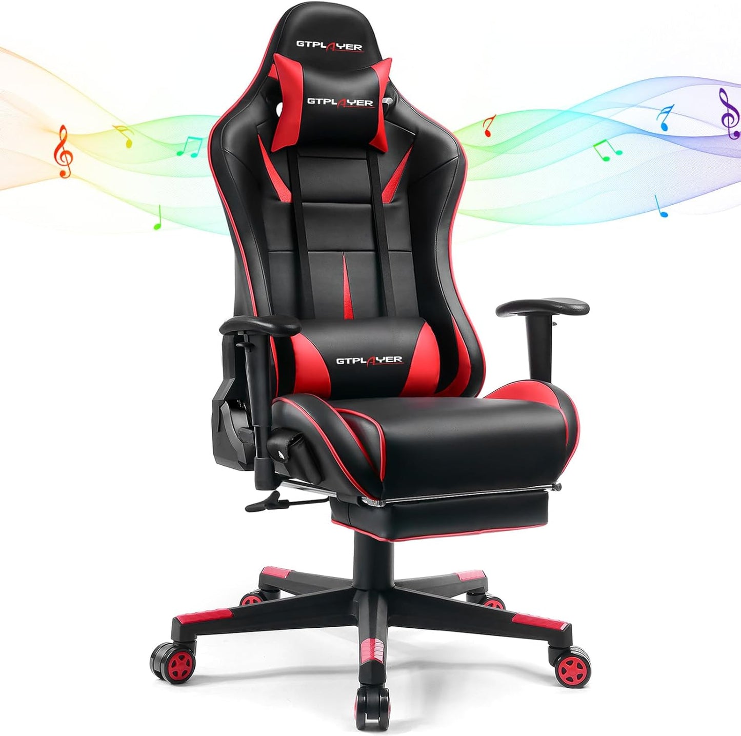 GTPLAYER Gaming Chair with Speakers, Video Game Chairs with Footrest, PC Gamer Chairs for Adults - Padded High Back Ergonomic Reclining Silla Gamer, Linkage Armrest, Ace Pro, Pink (Velvet)