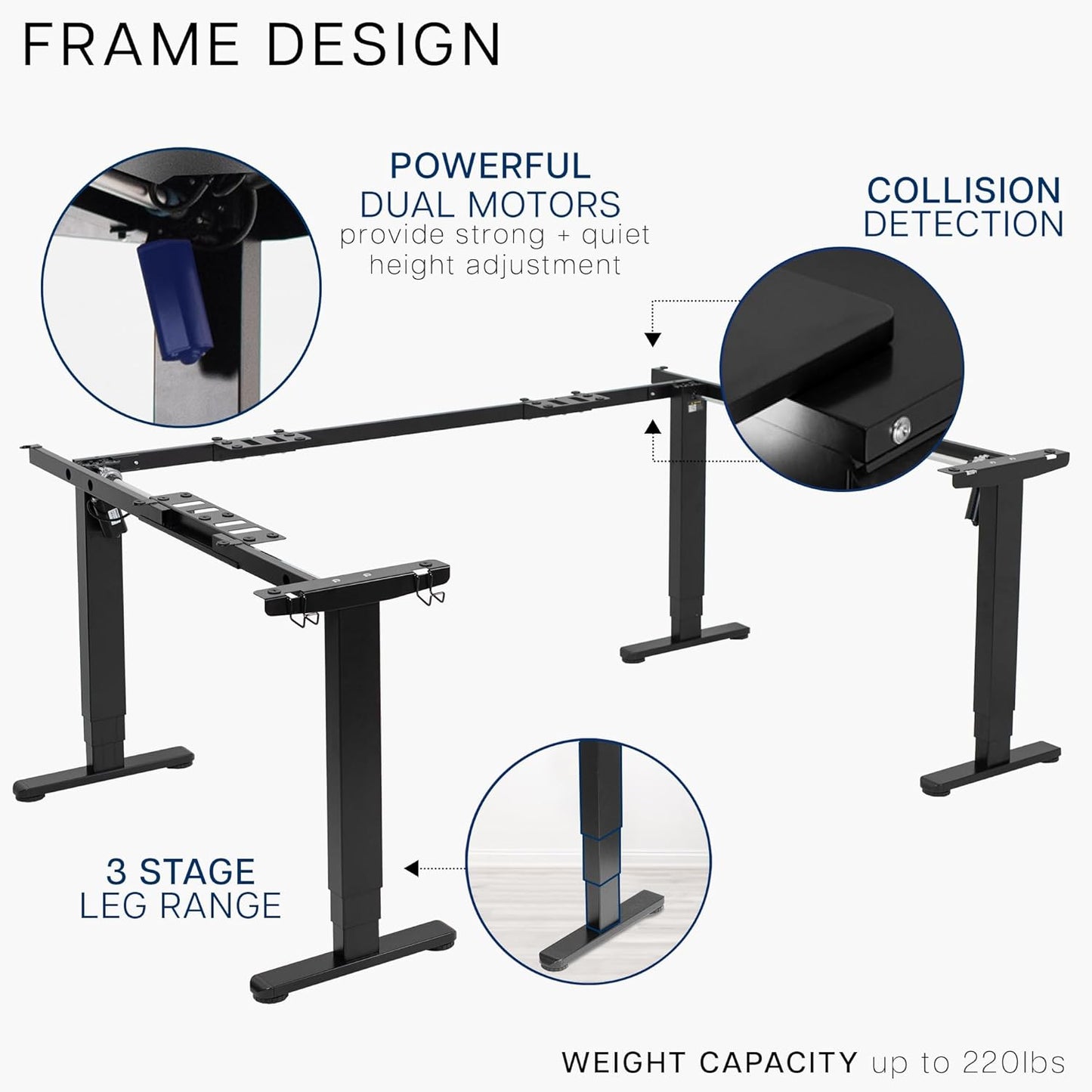VIVO Large U-Shaped 83 x 60 in Electric Standing Desk, Memory Height Adjustment, Black Top Black Frame, DESK-E4UBB