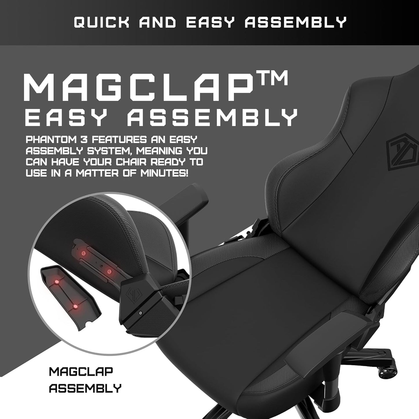 Anda Seat Phantom 3 PVC Leather Gaming Chairs for Adults - Large Wide Seat Gamer Chair with Lumbar Support, Comfortable Premium Video Game Seats with Headrest - Black Gaming Seat with Cushion