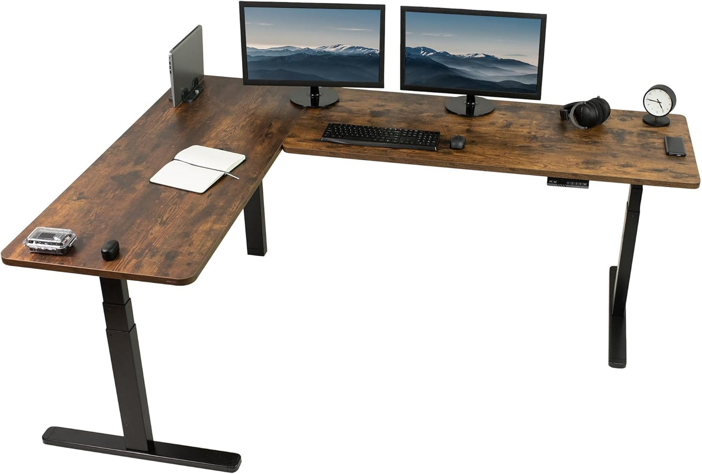 VIVO Electric 78 x 55 inch Square Corner Memory L Shaped Stand Up Desk, White Table Top, White Frame, Corner Height Adjustable Workstation, 3E-S Series, DESK-KIT-3E5SW
