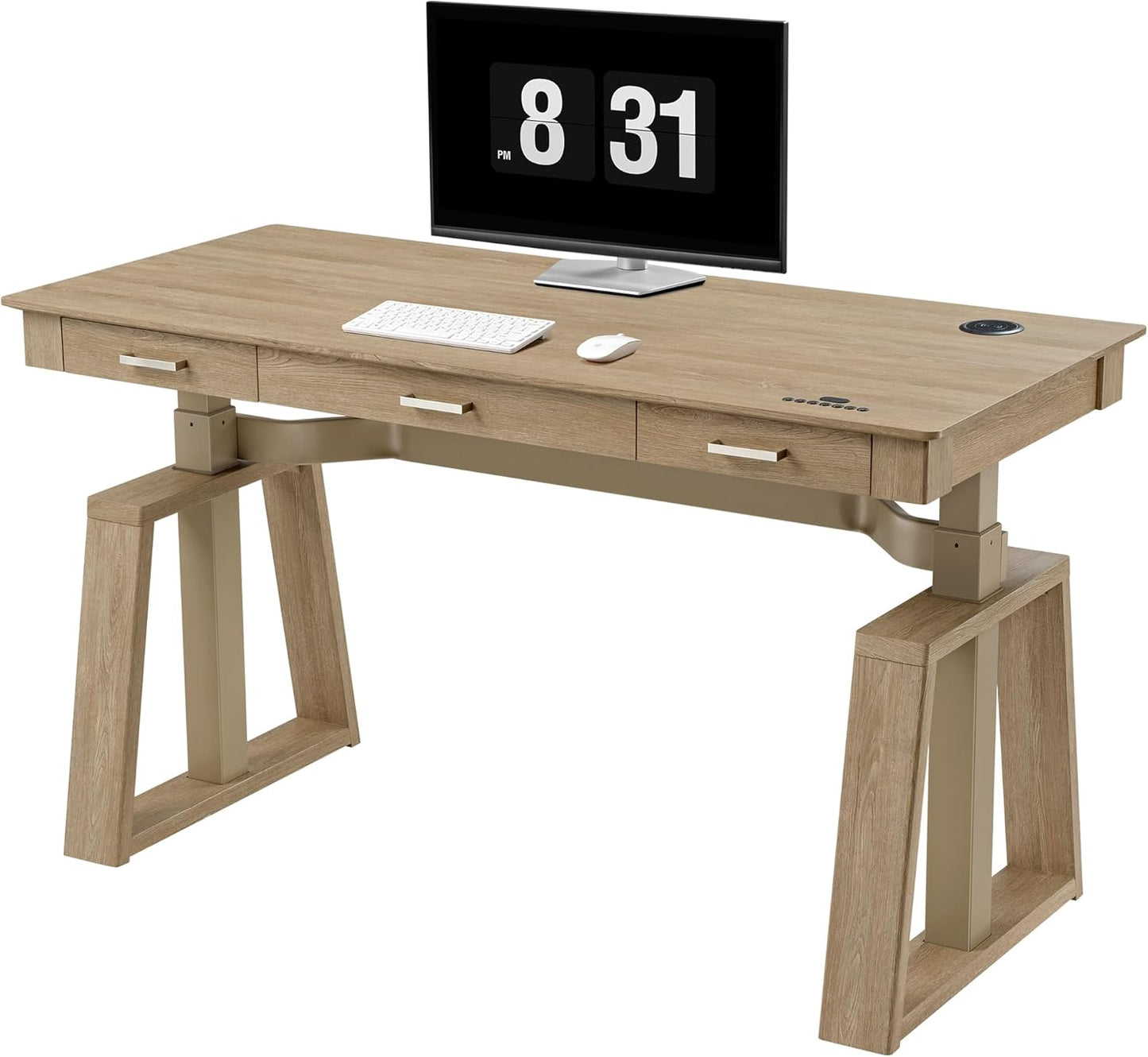 EUREKA ERGONOMIC Standing Desk,60x26 Executive Desk with 3 Drawer Adjustable Height Electric Desk Home Office Computer Desk Modern Workstation with Memory Controller