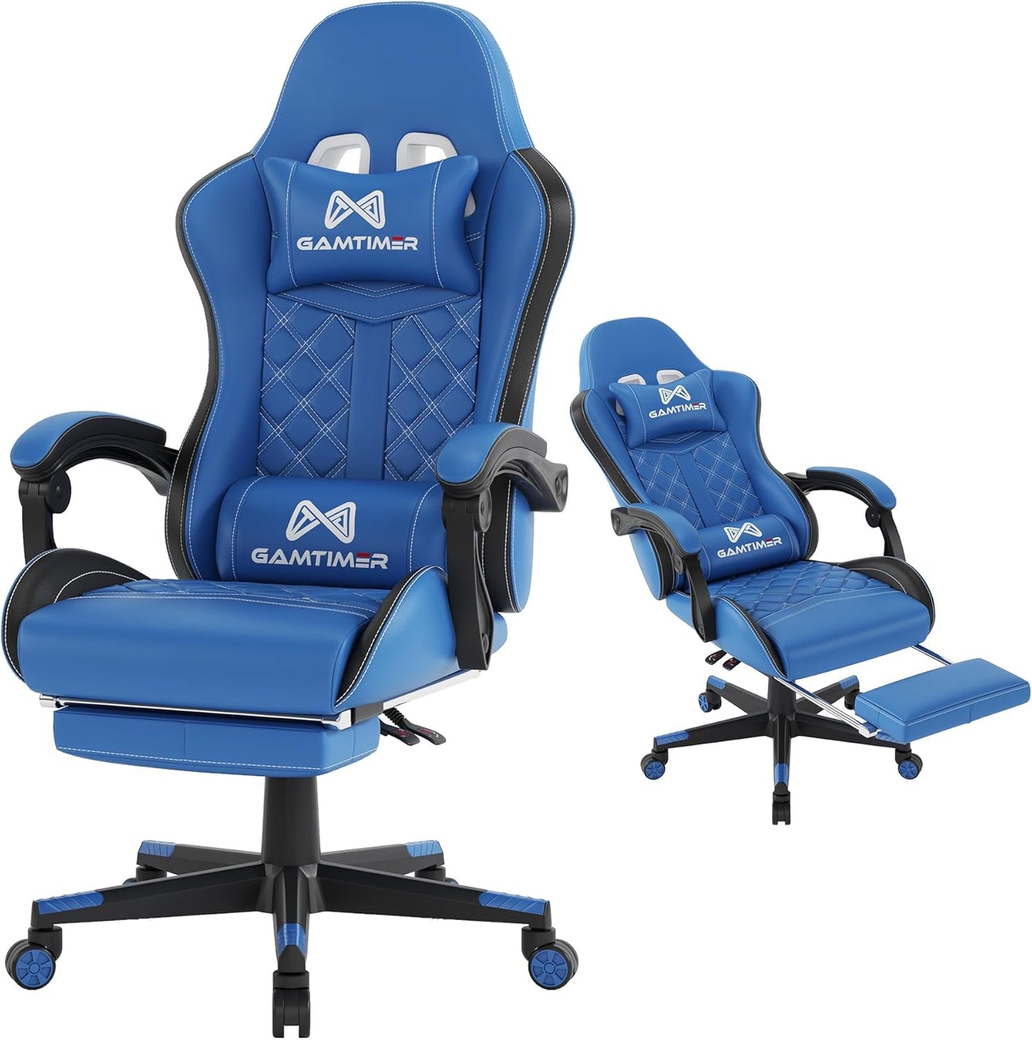 Gaming Chair, 400 lbs Adult Chair, High Back Computer Chair with Footrest and Linked Armrests, Office Video Game Chair with Lumbar Support (Grey)