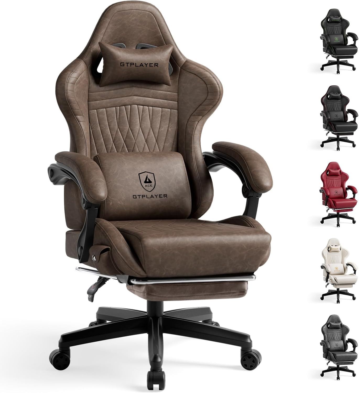 GTPLAYER Gaming Chair with Speakers, Video Game Chairs with Footrest, PC Gamer Chairs for Adults - Padded High Back Ergonomic Reclining Silla Gamer, Linkage Armrest, Ace Pro, Pink (Velvet)