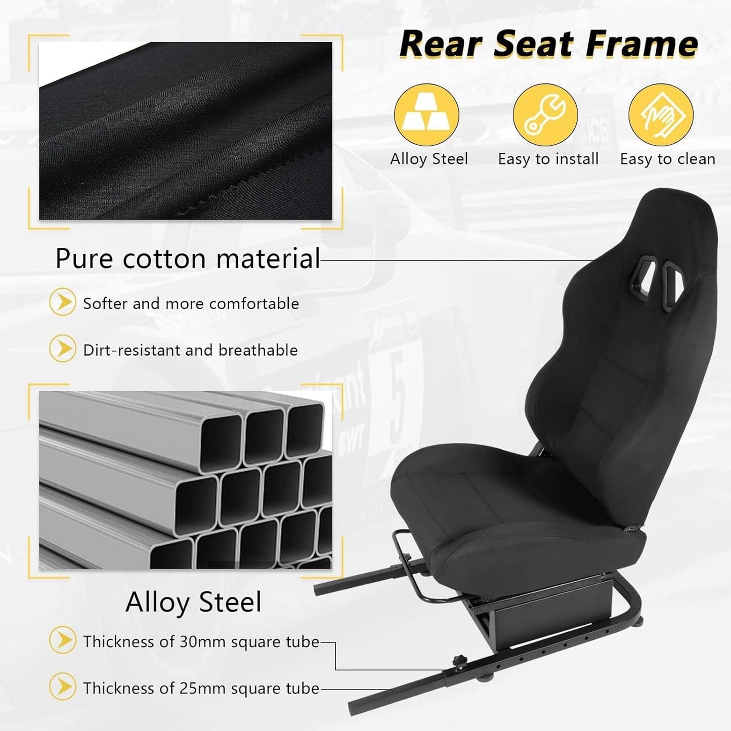 Marada Racing Simulator Cockpit Seat with Black Seat and Bolts Suitable Adjustable Portable Sim Gaming Frame Stand Real Driving & Flying Simulation Split Cockpit