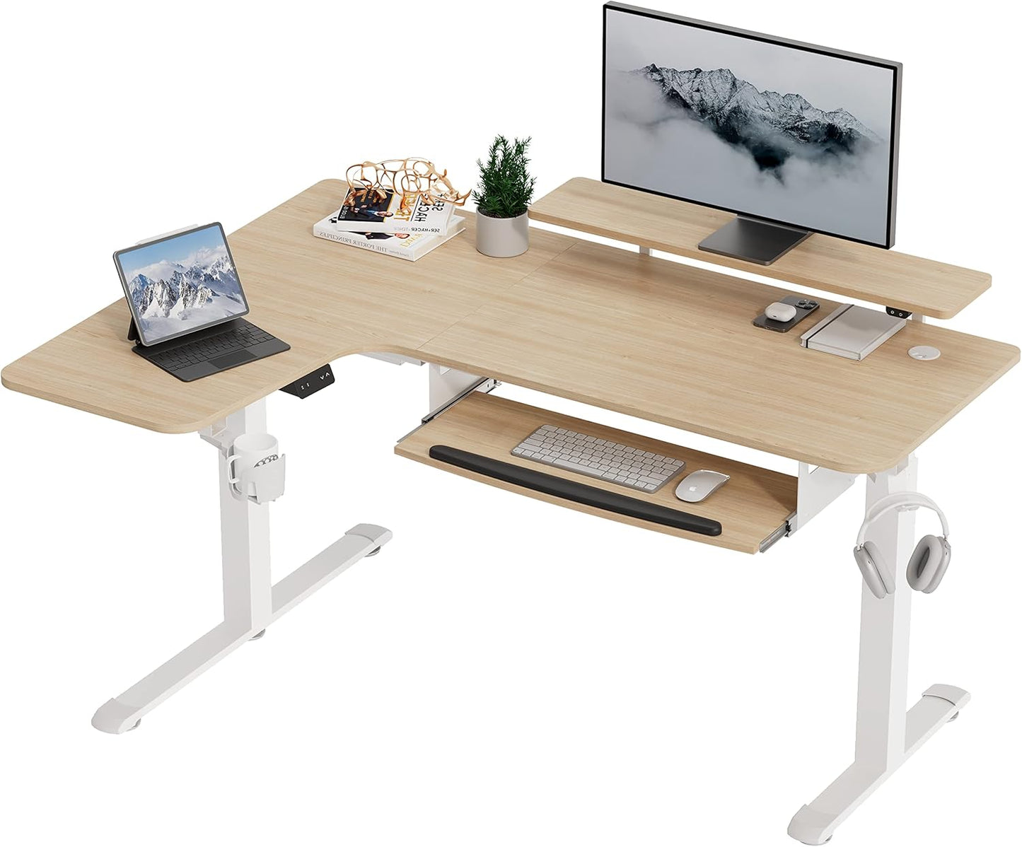 EUREKA ERGONOMIC Standing Desk (61"x43")- L Shaped Desk with Keyboard Tray Adjustable Height Sit Stand Computer Desk Corner Gaming Ergo Desk w Memory Presets, Monitor Stand, LED/USB/Dual Motor, Right