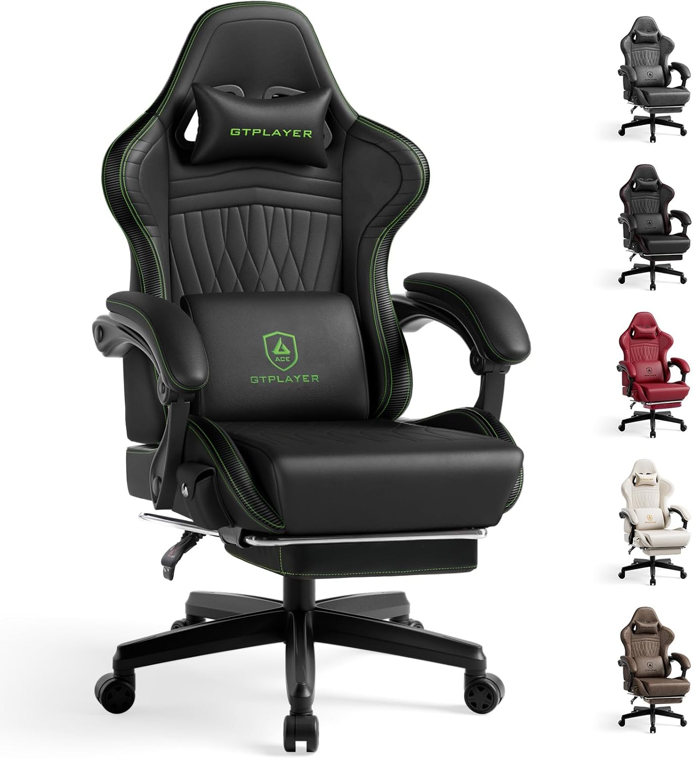 GTPLAYER Gaming Chair with Speakers, Video Game Chairs with Footrest, PC Gamer Chairs for Adults - Padded High Back Ergonomic Reclining Silla Gamer, Linkage Armrest, Ace Pro, Pink (Velvet)