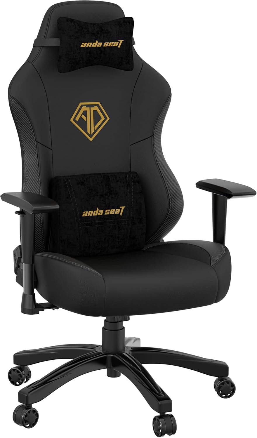 Anda Seat Phantom 3 PVC Leather Gaming Chairs for Adults - Large Wide Seat Gamer Chair with Lumbar Support, Comfortable Premium Video Game Seats with Headrest - Black Gaming Seat with Cushion